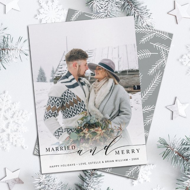 Married and Merry Newlywed Holiday Photo Card (Creator Uploaded)