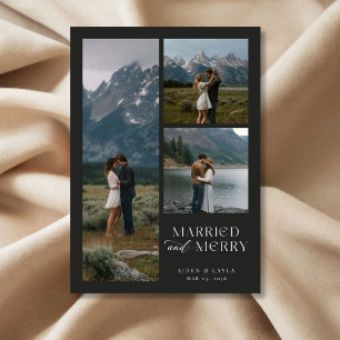 Married and Merry Newlywed Mountain Photo Holiday Card