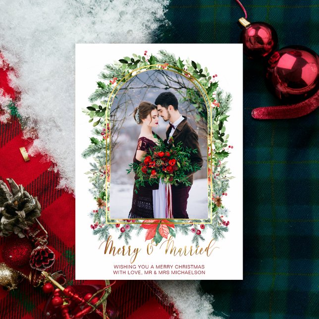 Married and Merry Newlywed Photo Christmas Card (Married and Merry Newlywed Photo Christmas Card)
