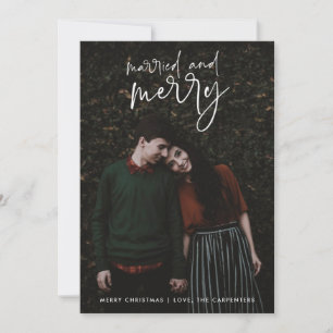 Married and Merry Newlywed Photo Christmas Holiday Card