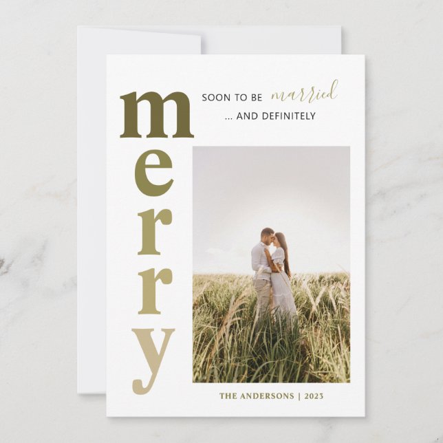 Married and Merry Newlywed Photo Holiday Card (Front)
