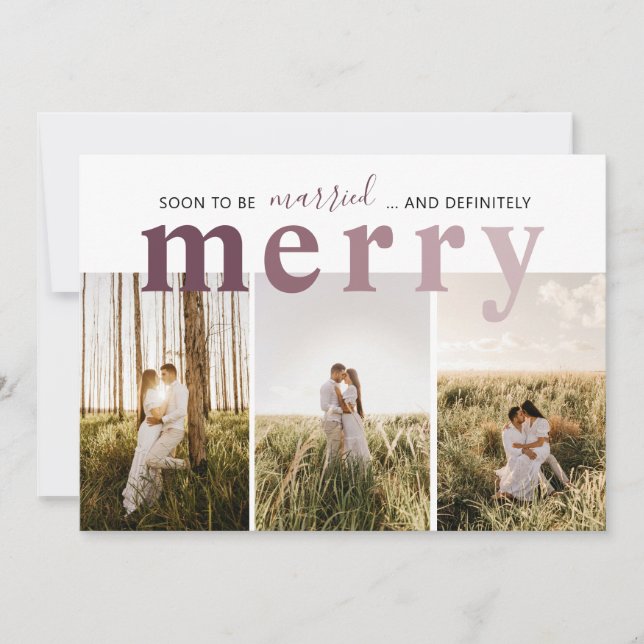 Married and Merry Newlywed Photo Holiday Card (Front)