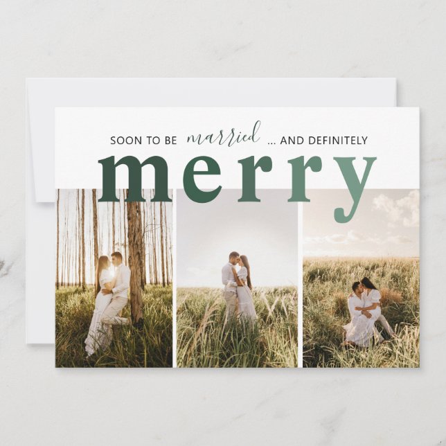 Married and Merry Newlywed Photo Holiday Card (Front)