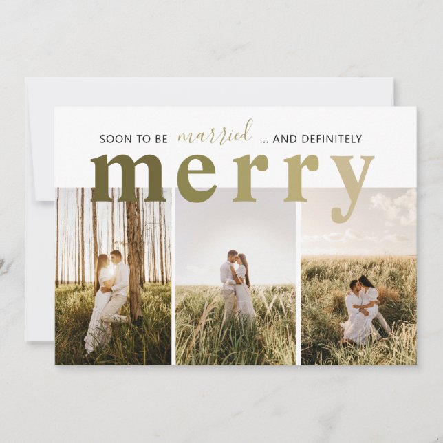Married and Merry Newlywed Photo Holiday Card (Front)