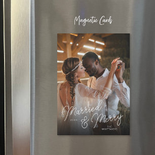 Married and Merry Photo Overlay Magnetic Card