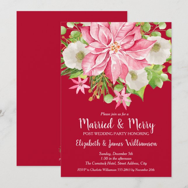 Married and Merry Post-Wedding Christmas Invites (Front/Back)