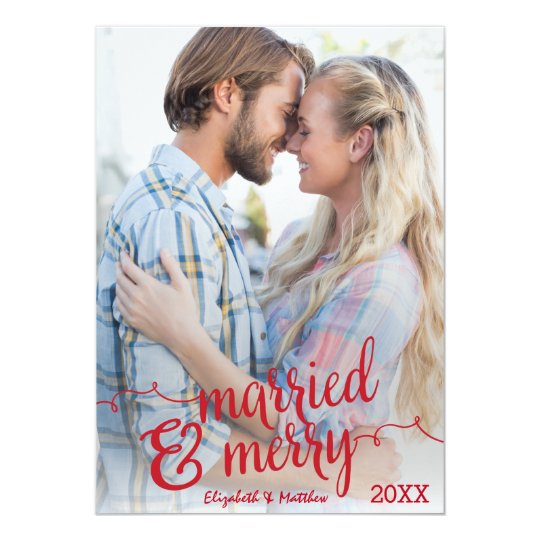 Married and merry red Christmas Card