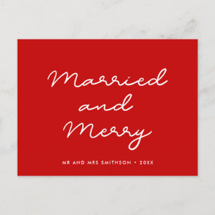 Married and Merry simple Christmas Postcard