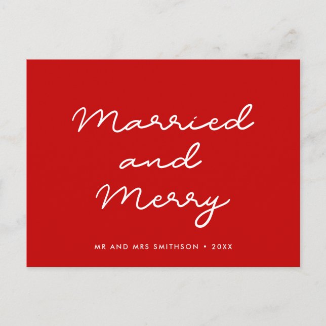 Married and Merry simple Christmas Postcard (Front)