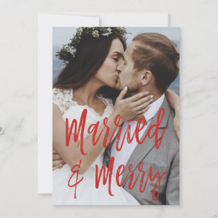 Married and Merry Snow or Snowflake Photo Card