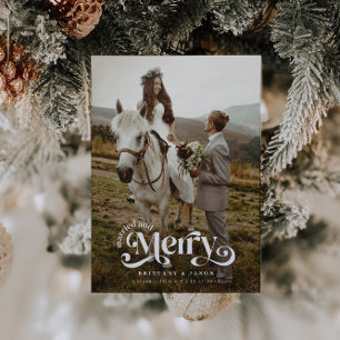 Married and Merry Vintage Newlywed Holiday Card