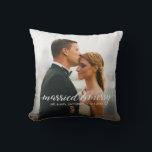 Married and Merry Wedding Photo First Christmas  Cushion<br><div class="desc">Celebrate the warmth of your first Christmas as a married couple with our Custom "Married and Merry" Wedding Photo First Christmas Throw Pillow. This pillow is a delightful and personalised way to infuse your home with the joy and love of the holiday season. The elegant "Married and Merry" script design...</div>