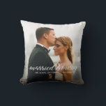Married and Merry Wedding Photo First Christmas  Cushion<br><div class="desc">Celebrate the warmth of your first Christmas as a married couple with our Custom "Married and Merry" Wedding Photo First Christmas Throw Pillow. This pillow is a delightful and personalised way to infuse your home with the joy and love of the holiday season. The elegant "Married and Merry" script design...</div>
