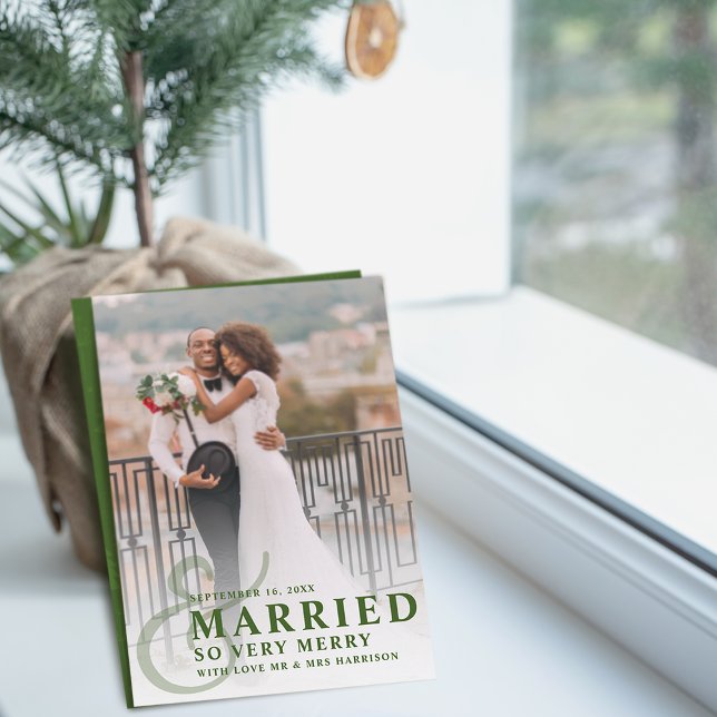 Married And So Very Merry Wedding Photo Newlywed Holiday Card (Married And So Very Merry Wedding Photo Newlywed Holiday Card)