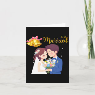Married Bride and Groom Floral Wedding Couple Card
