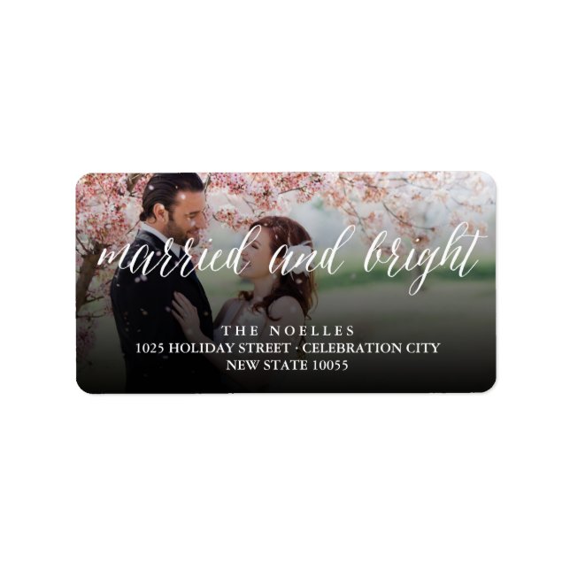 Married & Bright 1st Christmas Holiday Photo Label (Front)