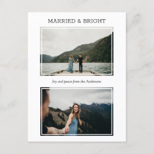 Married & Bright 2 Personalised Photo Christmas Holiday Postcard