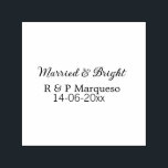 Married & bright add couple name wedding add date  self-inking stamp<br><div class="desc">For lovers like us</div>