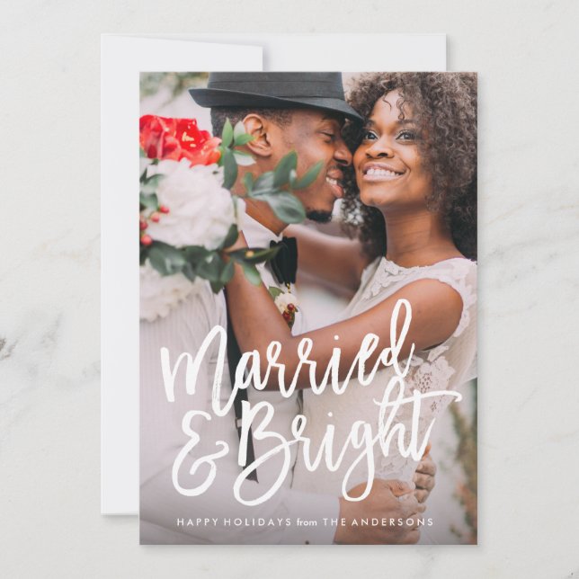 Married & Bright Brushed Holiday Overlay Card (Front)