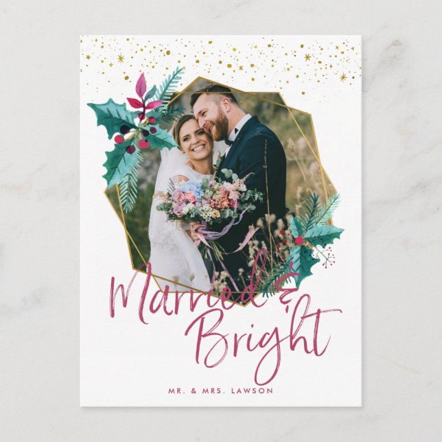 Married & Bright | Christmas Photo Card (Front)