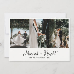 Married & Bright First Christmas Couple Photo  Holiday Card