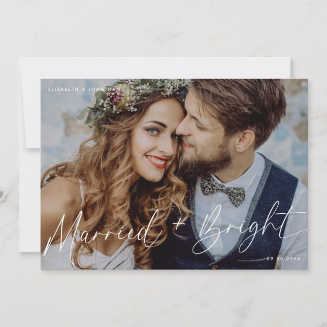 Married & Bright Holiday Photo Card  (Front)