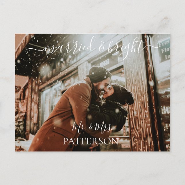 Married & Bright Kundenspezifische Foto Holiday Postcard (Front)