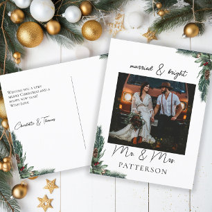 Married & Bright Kundenspezifische Foto Holiday  Postcard