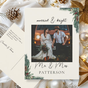Married & Bright Kundenspezifische Foto Holiday  Postcard