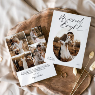 Married & Bright Modern Elegant Script Christmas Holiday Card