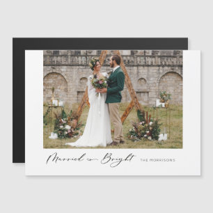 Married & Bright Modern Minimal Photo Magnet Card 