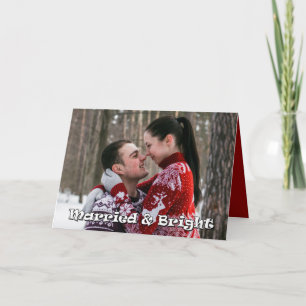 Married & Bright Newlywed Christmas Photo Card