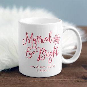 Married & Bright Newlywed Holiday Coffee Mug