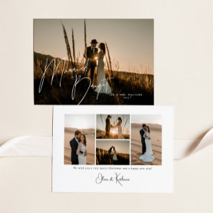 Married + Bright Newlywed Script Full Photo Holiday Card