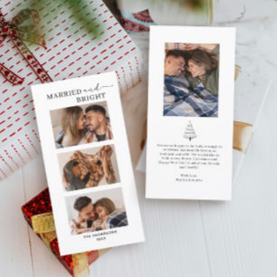 Married & Bright Photo Couple First Christmas Holiday Card
