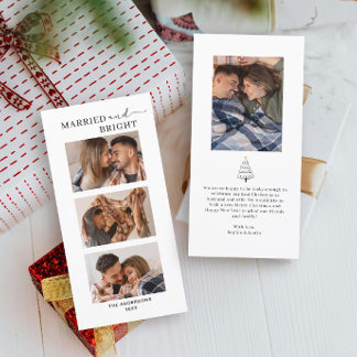 Married & Bright Photo Couple First Christmas  Holiday Card