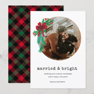 Married Bright Photo Newlywed Couple Christmas Holiday Card
