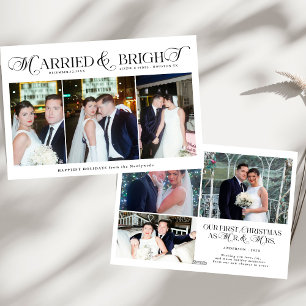 Married & Bright Photo Newlywed Couples Christmas Holiday Card