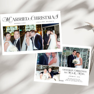 Married & Bright Photo Newlywed Couples Christmas Holiday Card