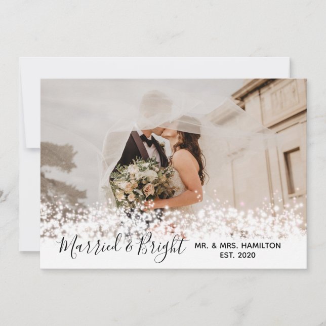 Married & Bright Sparkles Holiday Card (Front)