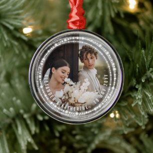 Married & Bright Sparkles Photo Our 1st Christmas Metal Tree Decoration