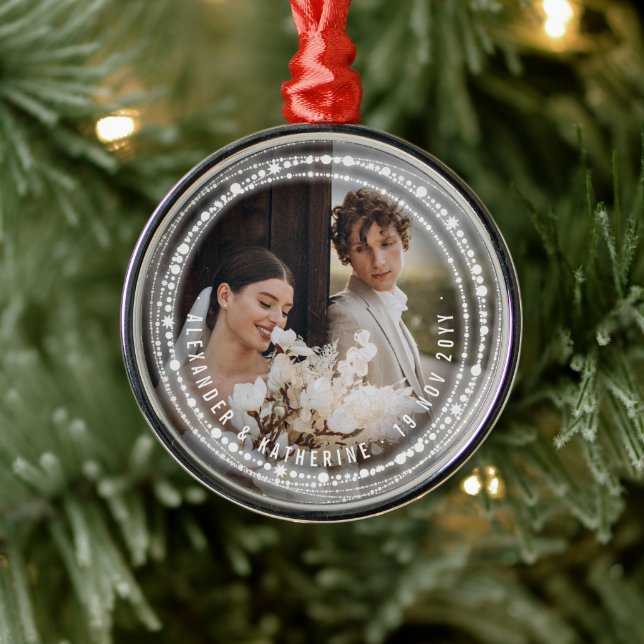 Married & Bright Sparkles Photo Our 1st Christmas Metal Tree Decoration (Tree)