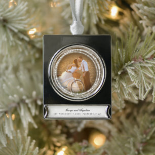 Married & Bright Sparkles Photo Our 1st Christmas Silver Plated Banner Ornament