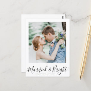 MARRIED & BRIGHT wedding announcement Postcard
