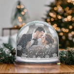 Married & Bright | Wedding Photo Christmas Snowglobe<br><div class="desc">Celebrate your first holiday season together as newlyweds with this personalised Married & Bright snow globe by Redwood & Vine Design Co. Featuring elegant script, delicate snowflake accents, and your wedding photo on the front, this keepsake also includes an additional photo, names, and wedding date on the back. A timeless...</div>