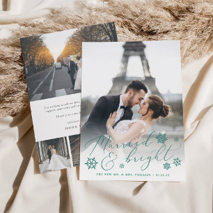 Married & Bright Wedding Photo & Thank You Holiday Card