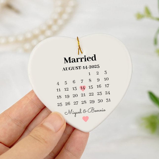 Married Calendar Date Personalised Wedding Day Ceramic Tree Decoration (Creator Uploaded)