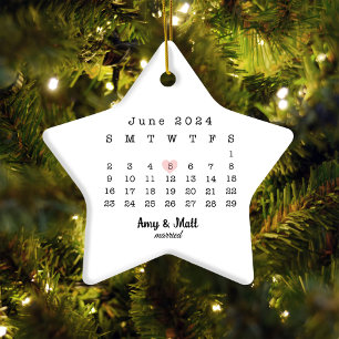 Married Calendar Wedding Date Keepsake Ceramic Ornament