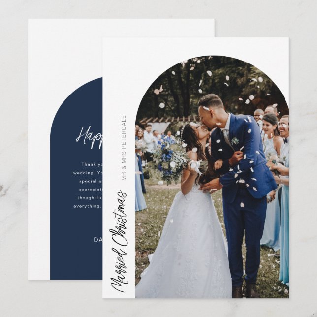 married christmas arch wedding announcement (Front/Back)