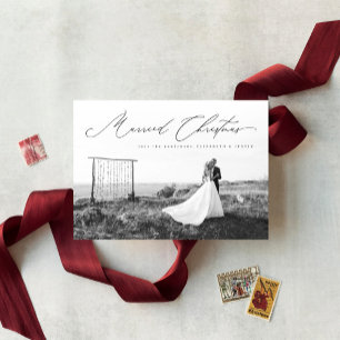 Married Christmas Calligraphy Script Newlywed Holiday Card